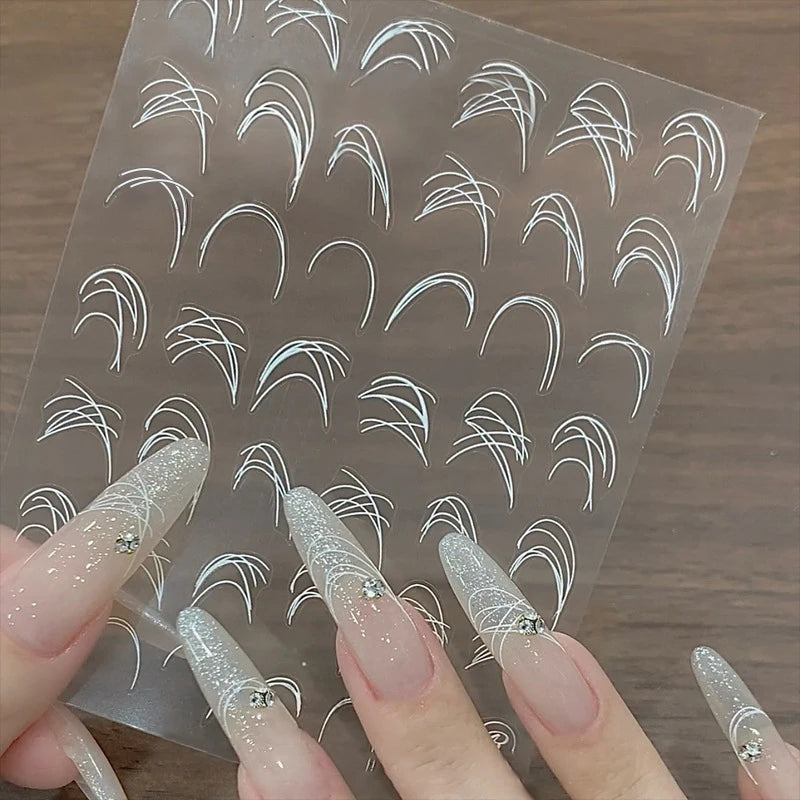 3D Nail Sticker Bowknot Long Silk Ribbon Flower Self-Adhesive Sliders Nail Art Decoration Decals DIY Manicure Accesories New