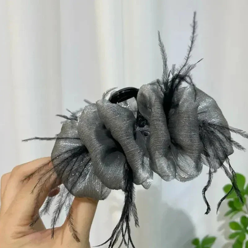 Mesh Bow Grip Clip Women Girls Sweet Elegant Black Large Hair Clip Shopping Wedding Daily Hair Claws Fashion Hair Accessories