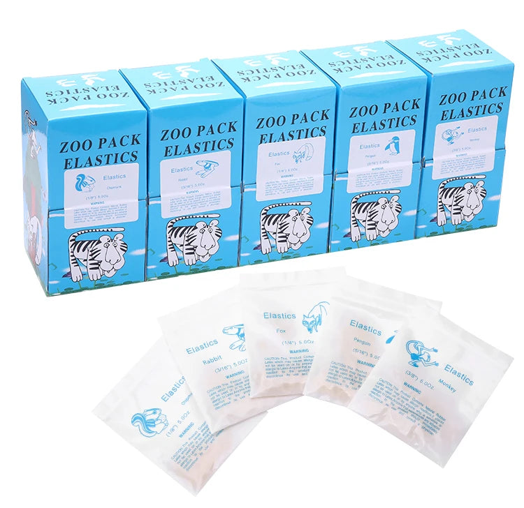 5000 Pcs/Box Dental Orthodontic Zoo Pack Elastics Rubber Bands High Quality Latex Braces Force 3.5/5.0/6.5 OZ
