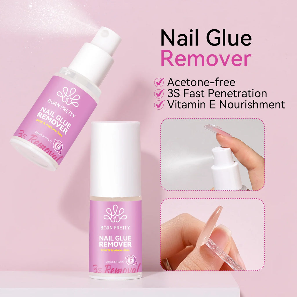 BORN PRETTY 20ml Nail Glue Remover Easily Removes with 7ml Nail Tips Glue For False Nails Odorless Fast Air Dry Acrylic Nails