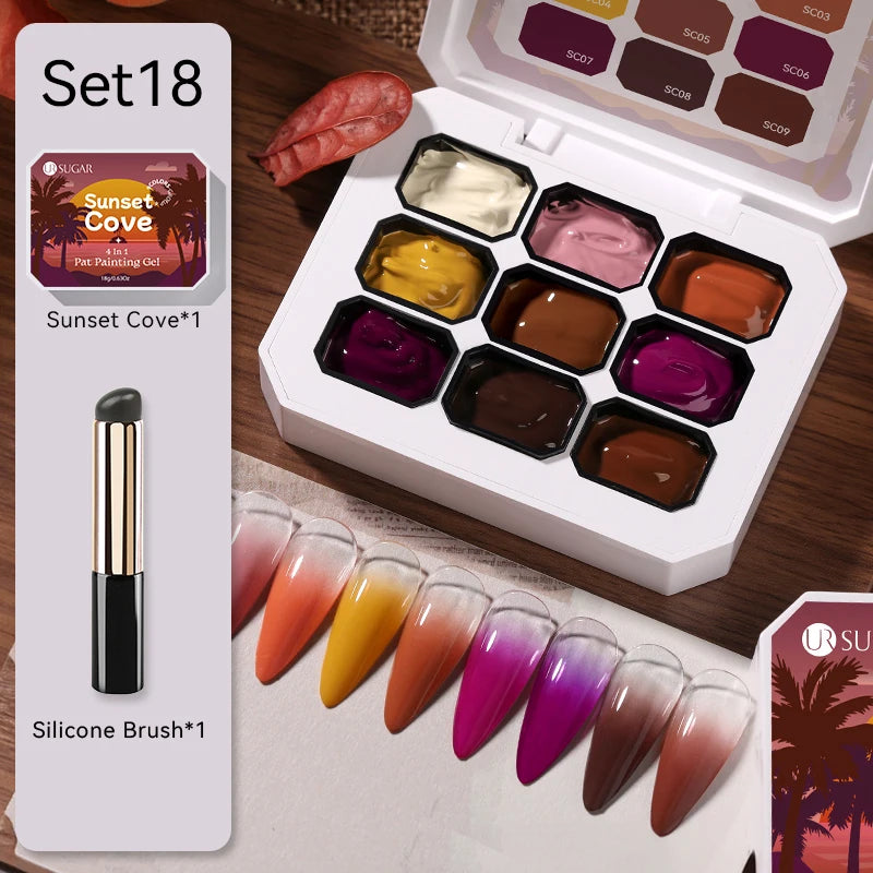 UR SUGAR 2Pcs 9-colors New Popular Color Patting Gel Gradient Color Semi Permanent Painting UV&LED Gel Nail Art Creation Varnish