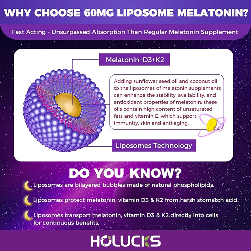 Buy 1 Get 1 Free! Liposomal Melatonin Supplement, for Insomnia Relief & Jet Lag Recovery, Quick Sleep Onset & Restful Nights