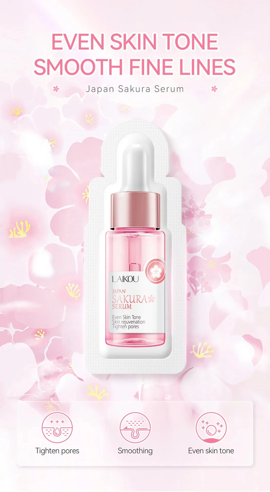 Sakura Whitening Gesichts-Serum Anti-Aging Verblasst feine Linien Strafft Poren Verbessert Melaninpigment Stumpfer Feuchtigkeitsspender Hellt die Hautpflege auf