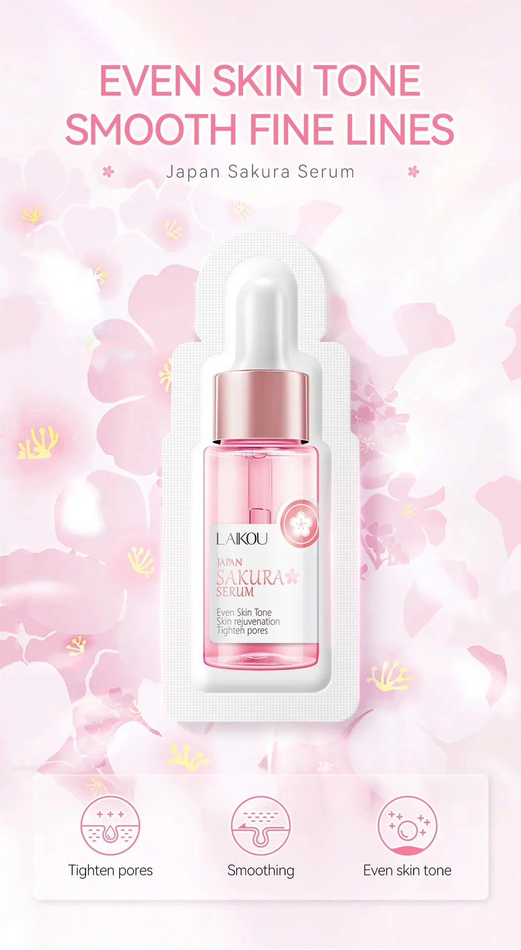 Sakura Whitening Gesichts-Serum Anti-Aging Verblasst feine Linien Strafft Poren Verbessert Melaninpigment Stumpfer Feuchtigkeitsspender Hellt die Hautpflege auf