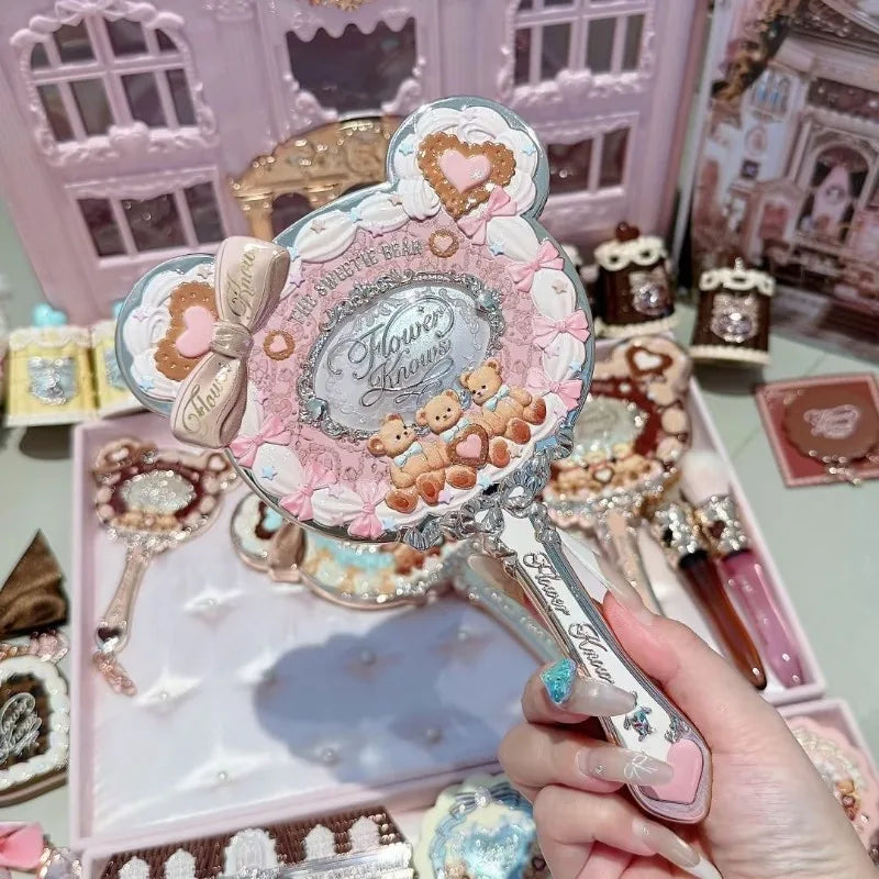 Flower Knows Butterfly Cloud Collar Collection Cosmetic Mirror Hand Holding Mirror Exquisite Relief Makeup Tools Mermaid Mirror