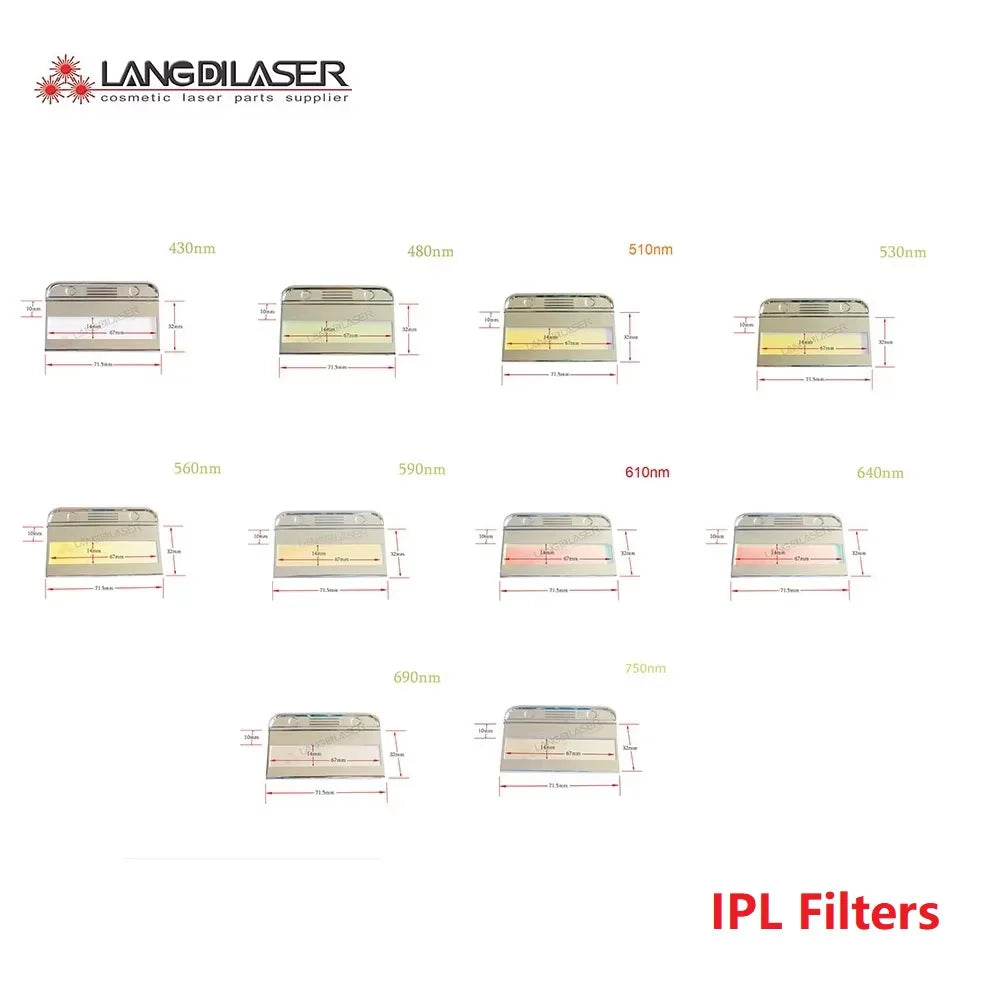 IPL filter with wavelength : 430nm /480nm/ 510nm/ 530nm/ 560nm/590nm/610nm/ 640nm/ 690nm/750nm