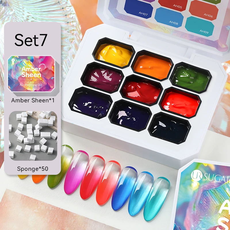 UR SUGAR 2Pcs 9-colors New Popular Color Patting Gel Gradient Color Semi Permanent Painting UV&LED Gel Nail Art Creation Varnish