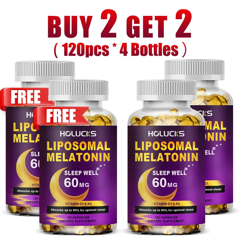 Buy 1 Get 1 Free! Liposomal Melatonin Supplement, for Insomnia Relief & Jet Lag Recovery, Quick Sleep Onset & Restful Nights