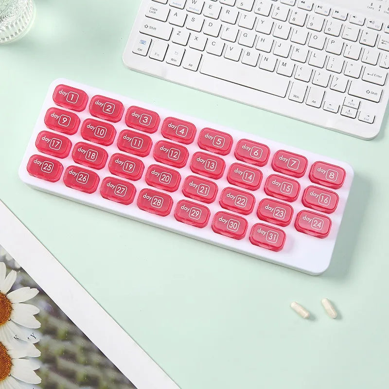 New Hot Premuim Portable Monthly 31 Day Pill Organizer Storage Case Box Holder for Daily Medicine Vitamin Fish Oils Supplement
