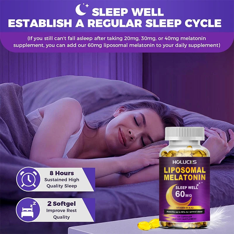 Buy 1 Get 1 Free! Liposomal Melatonin Supplement, for Insomnia Relief & Jet Lag Recovery, Quick Sleep Onset & Restful Nights