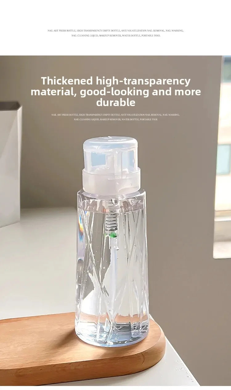 Lockable Nail Empty Pump Dispenser Refillable Bottle Nail Art Polish Manicure Cleaner Makeup Remover Container Press Bottle