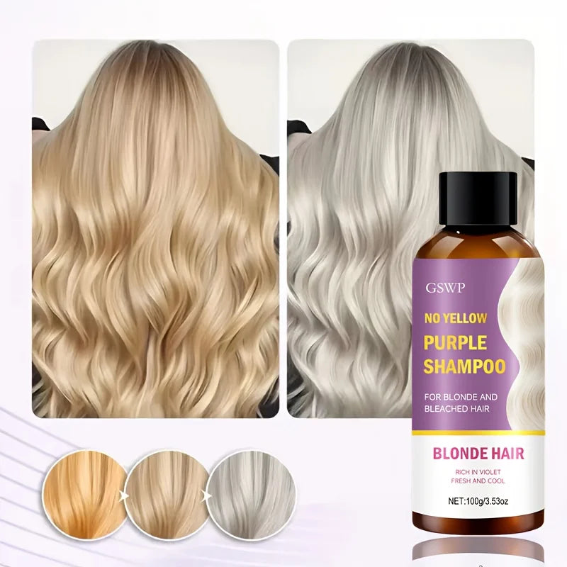 GSWP Anti-Yellow/Purple Shampoo, gently cleanses, is suitable for blonde, gray, silver hair,improves rough, dry hair.Gift.100g