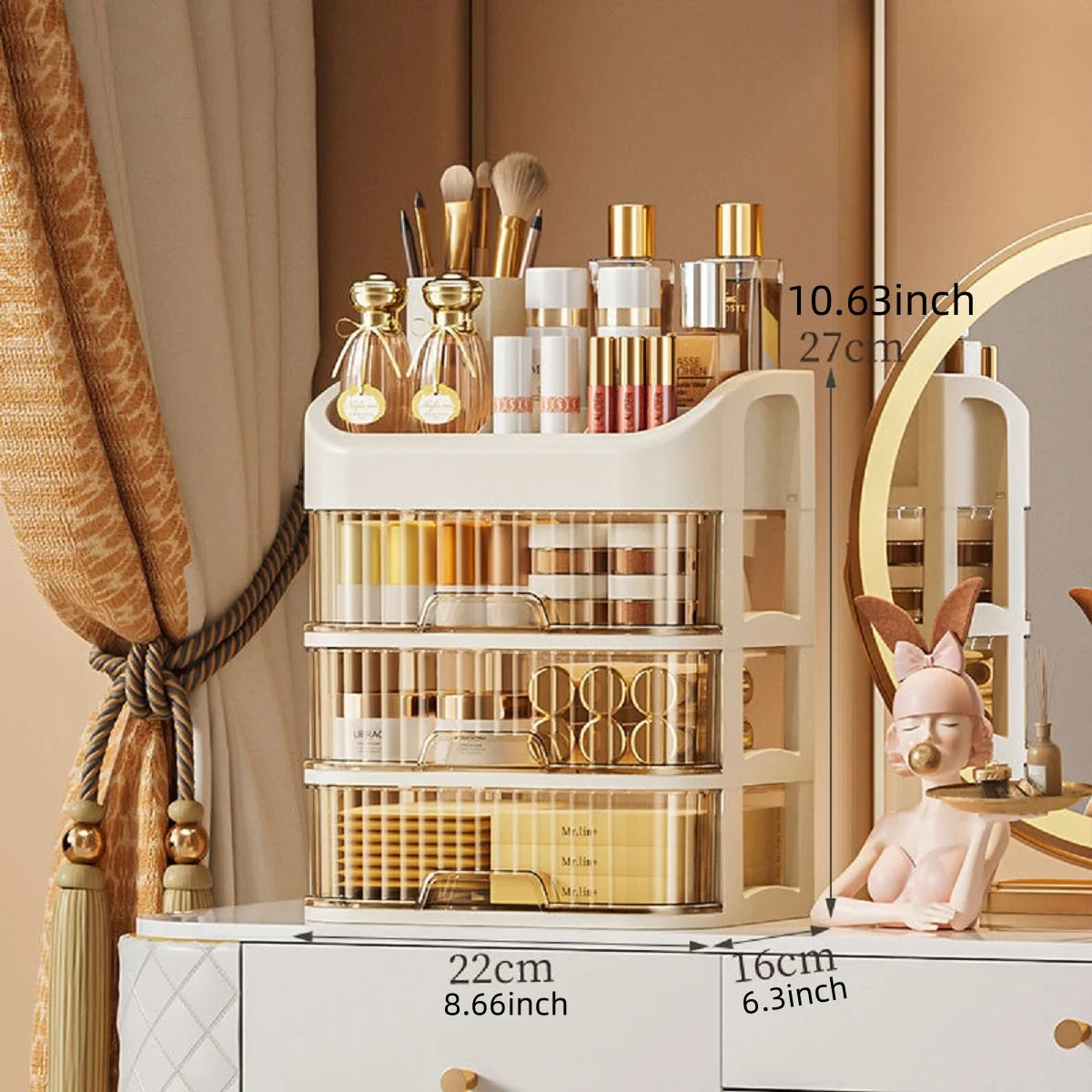 1pc Multi-layer Makeup Storage Box,Cosmetics Storage For Skin Care,Eyeshadow,LotionsLipstick,Great For Dresser,Bathroom,Bedroom