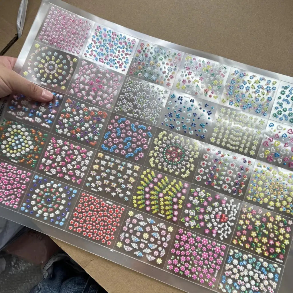 30pcs/Set Colorful Flower Nail Stickers Japanese-Korean Small Fresh Blossom Manicure Applique for Children&Girls Net Red Decals*