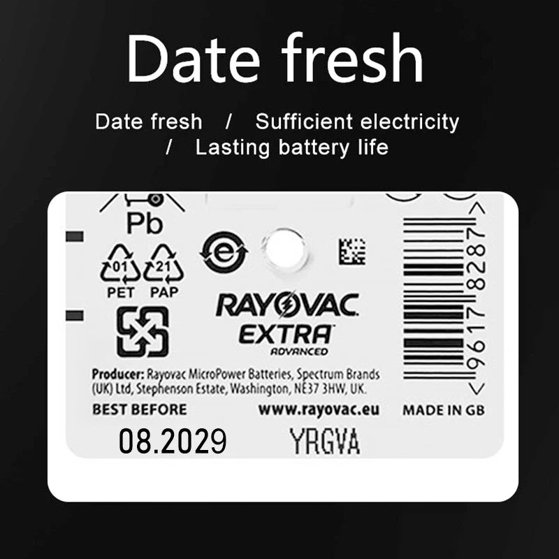 Hearing Aids Batteries RAYOVAC EXTRA Zinc Air 60 PCS High Performance  A10 10A 10 PR70 Hearing Aid Battery A10 For Hearing Aids