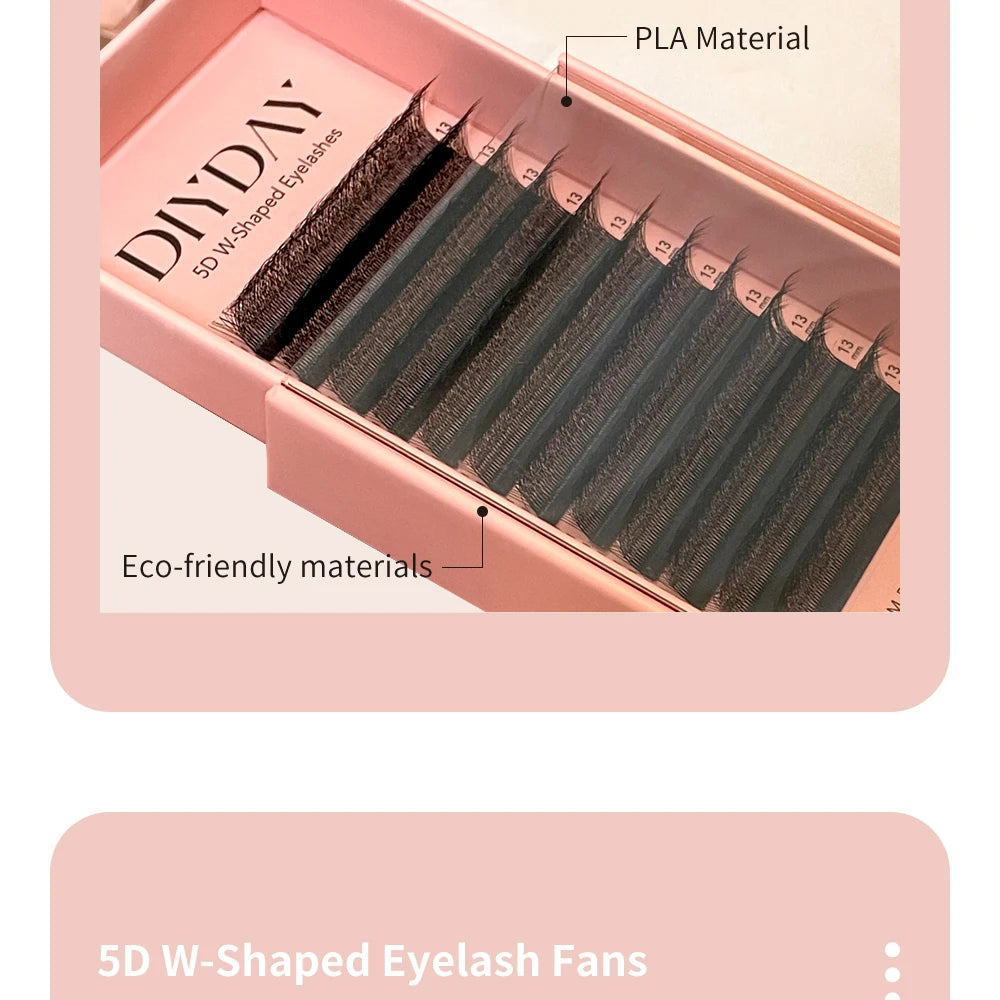 DIYDAY 5D W-Shaped Lashes Extension W Volume Bloom 5D Eyelashes Super Soft Lithe Natural Full Dense Eye Lash Extension Makeup