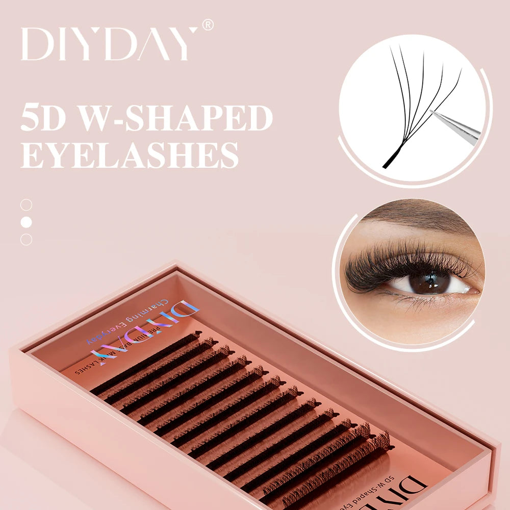 DIYDAY 5D W-Shaped Lashes Extension W Volume Bloom 5D Eyelashes Super Soft Lithe Natural Full Dense Eye Lash Extension Makeup