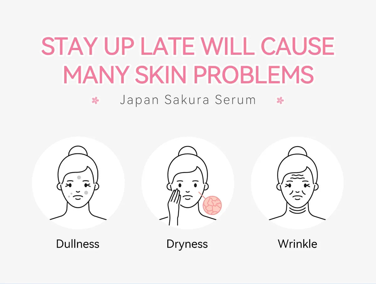 Sakura Whitening Gesichts-Serum Anti-Aging Verblasst feine Linien Strafft Poren Verbessert Melaninpigment Stumpfer Feuchtigkeitsspender Hellt die Hautpflege auf