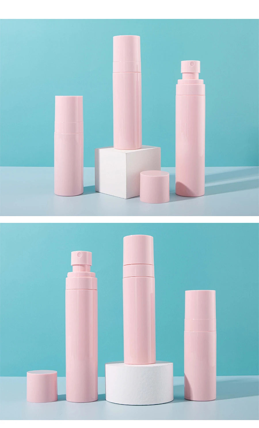 10/20/50/pcs 60ml 80ml 100ml Plastic Spray Bottle Mist Atomiser Sprayer Opaque Pink Perfume Refillable Bottle Container SZ3301
