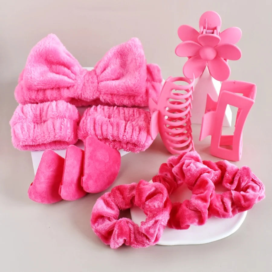 12PCS/SET Ladies multi-color Autumn and winter plush hair accessories set Daily SPA makeup face ultra-practical toiletry set Lad