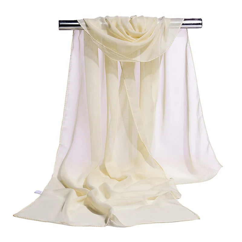Koreanische Frauen Hochzeit Abendparty Kleid Schal Einfarbig Transparent Chiffon Seidenschal Sommer Strandtuch Sonnenschutz Schal R22