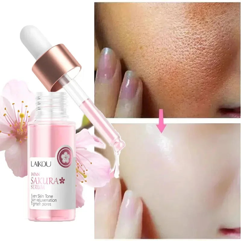 Sakura Whitening Gesichts-Serum Anti-Aging Verblasst feine Linien Strafft Poren Verbessert Melaninpigment Stumpfer Feuchtigkeitsspender Hellt die Hautpflege auf