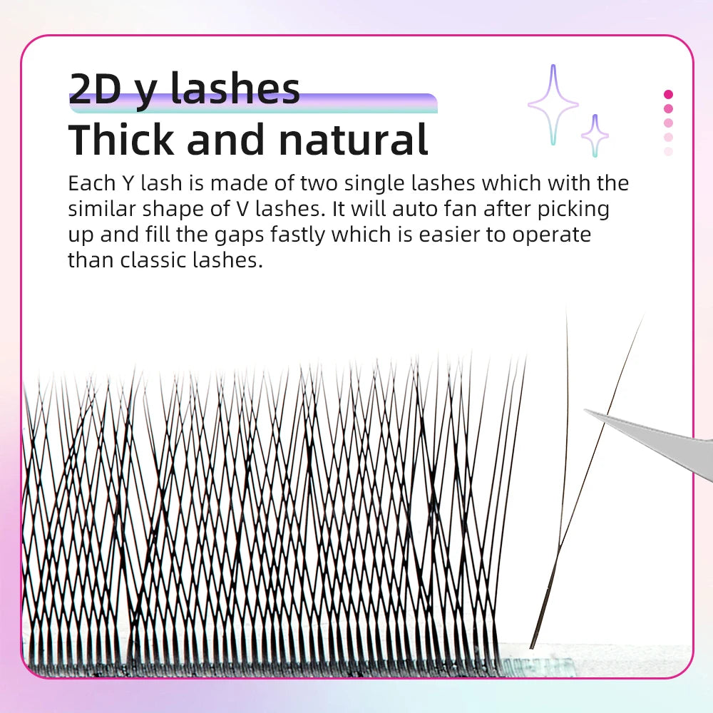 Yelix 2D Y-Form Wimpernverlängerung Handgewebt Premium B C D L M Natürliche Einzelspitze Wimpern Zubehör Make-up Mesh-Netz Cross Lash