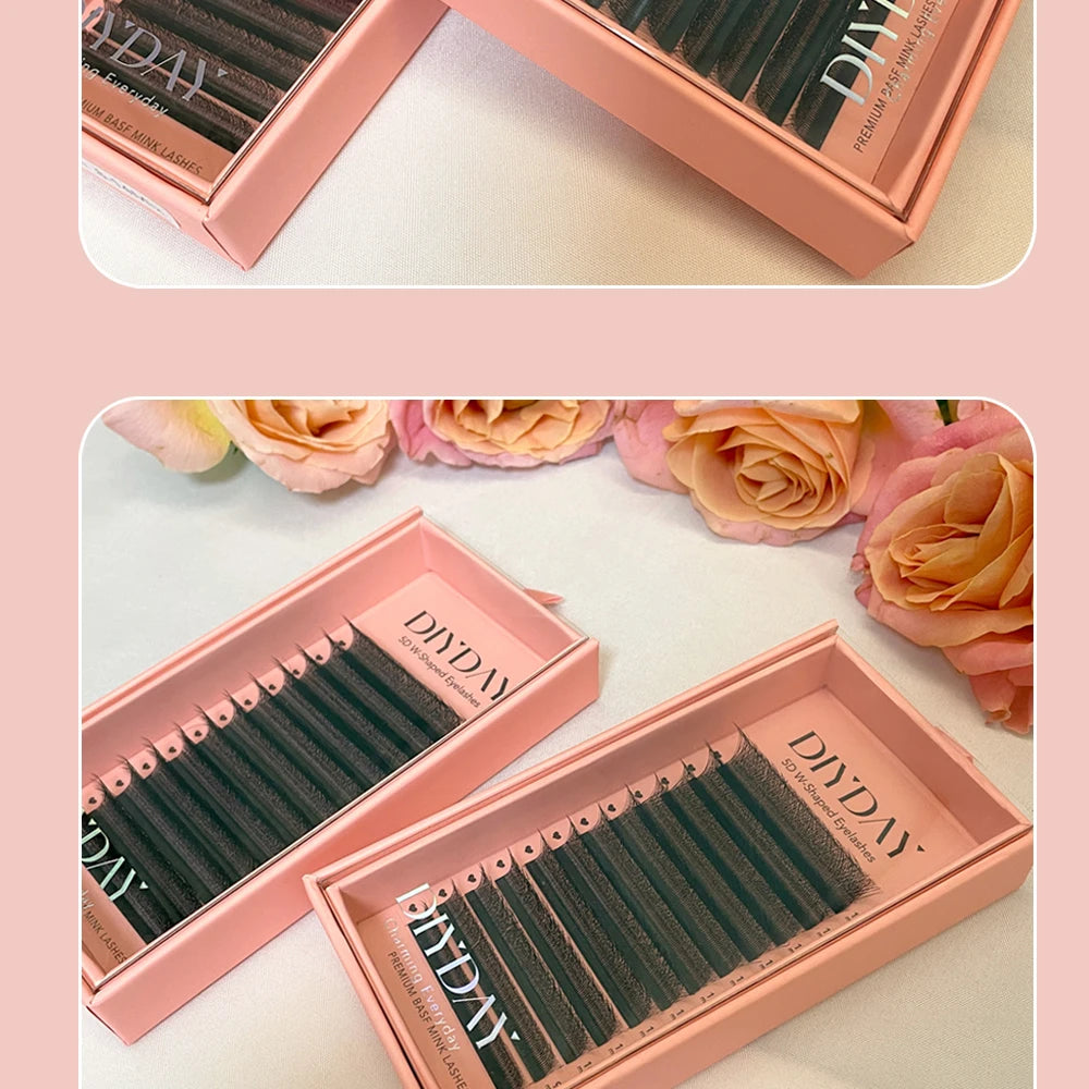 DIYDAY 5D W-Shaped Lashes Extension W Volume Bloom 5D Eyelashes Super Soft Lithe Natural Full Dense Eye Lash Extension Makeup