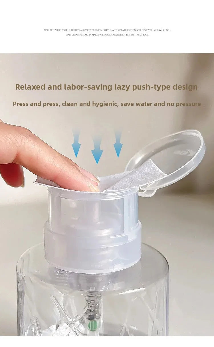 Lockable Nail Empty Pump Dispenser Refillable Bottle Nail Art Polish Manicure Cleaner Makeup Remover Container Press Bottle