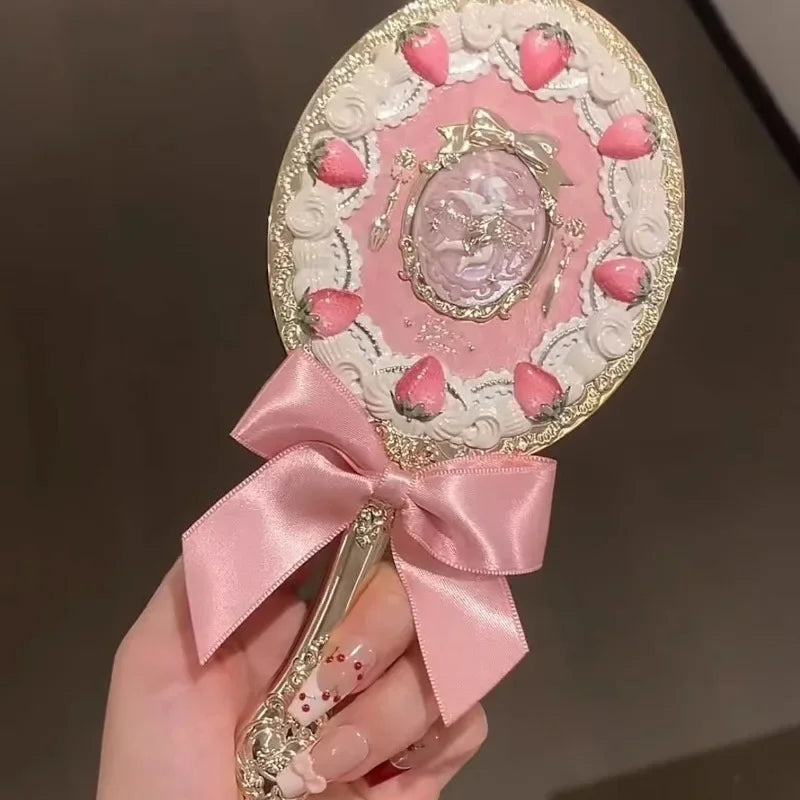 Flower Knows Butterfly Cloud Collar Collection Cosmetic Mirror Hand Holding Mirror Exquisite Relief Makeup Tools Mermaid Mirror