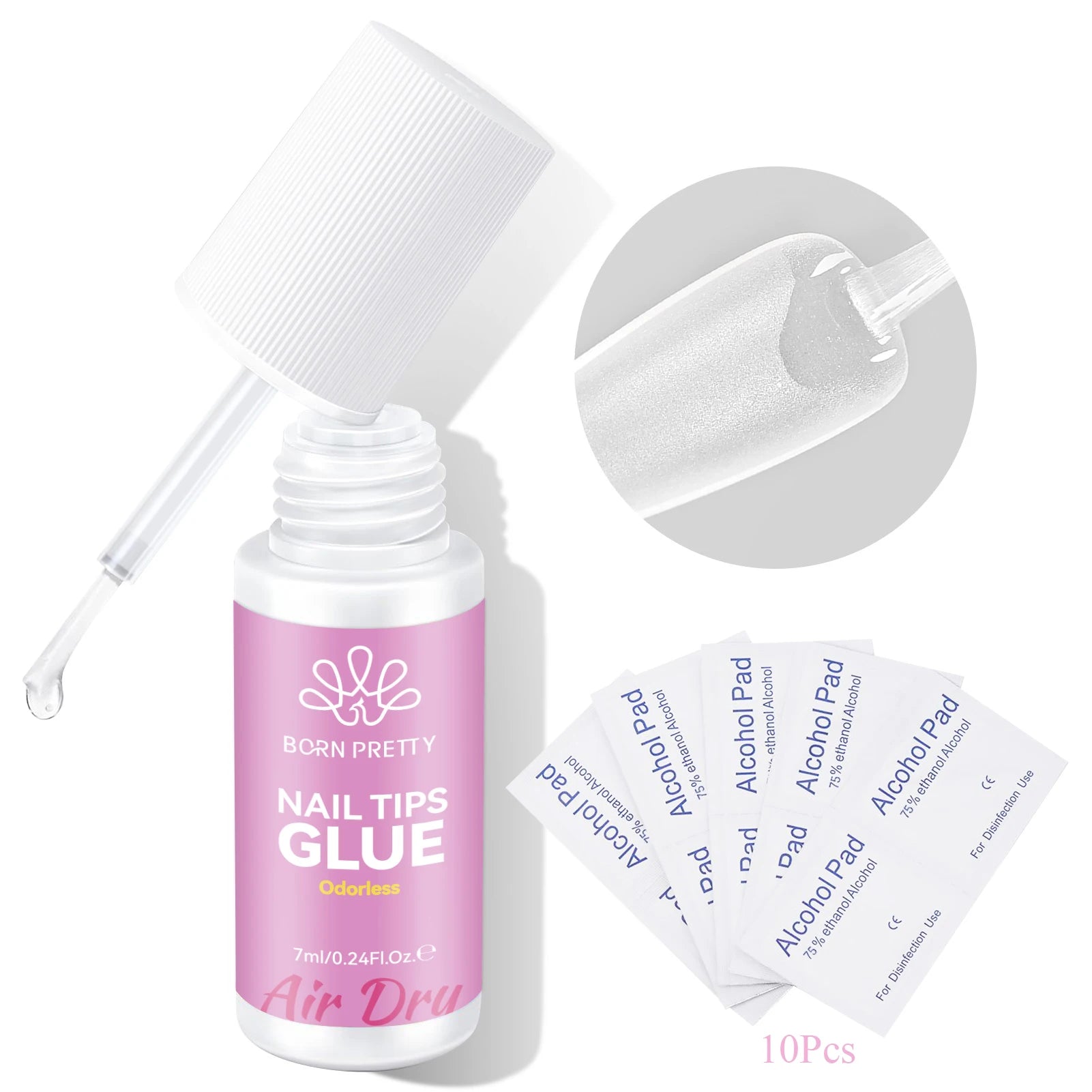 BORN PRETTY 20ml Nail Glue Remover Easily Removes with 7ml Nail Tips Glue For False Nails Odorless Fast Air Dry Acrylic Nails