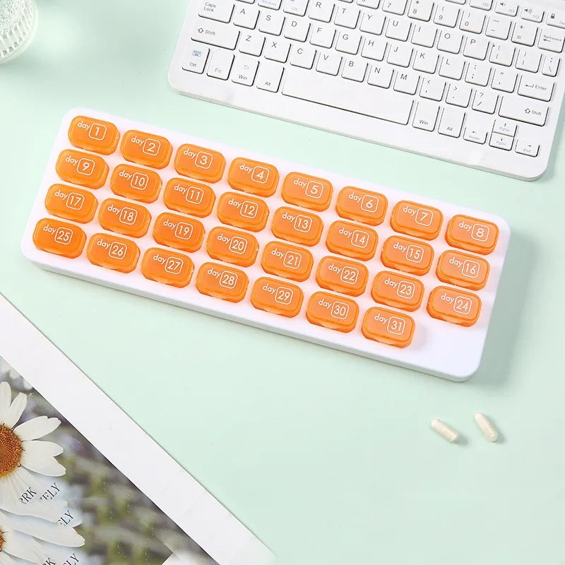 New Hot Premuim Portable Monthly 31 Day Pill Organizer Storage Case Box Holder for Daily Medicine Vitamin Fish Oils Supplement