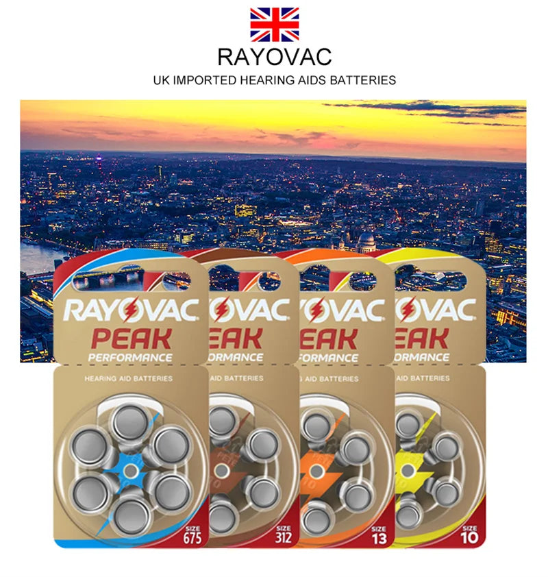 Hearing Aids Batteries RAYOVAC EXTRA Zinc Air 60 PCS High Performance  A10 10A 10 PR70 Hearing Aid Battery A10 For Hearing Aids