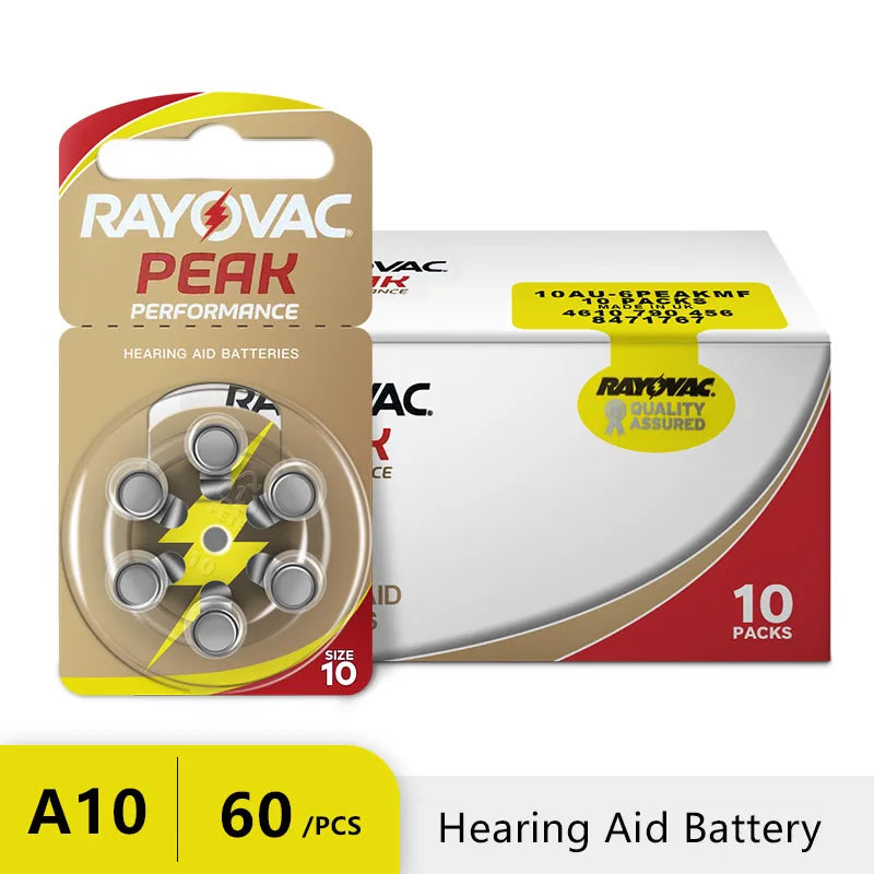 Hearing Aids Batteries RAYOVAC EXTRA Zinc Air 60 PCS High Performance  A10 10A 10 PR70 Hearing Aid Battery A10 For Hearing Aids